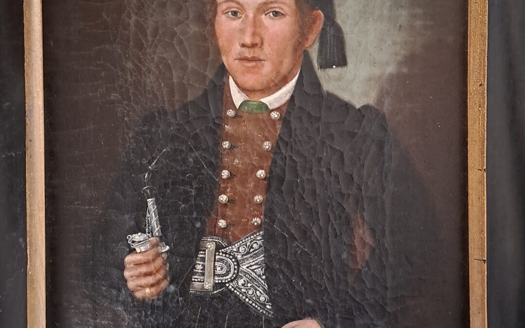 APRIL 2026: Josef Anton Haid (1801 Langtaufers – 1858 St. Johann in Tirol): Bauer mit Zipfelmütze, Ranzen und Pfeife